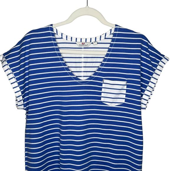 Vineyard Vines Cotton V - Neck Mixed Stripe Dress Size Small - Picture 2 of 5